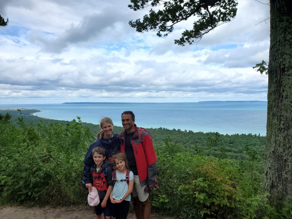 Dave, James (age 8), Grace (age 6) and I in Sleeping Bear Dunes National Lakeshore this summer